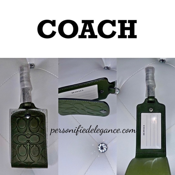 NEW Coach Signature Leather Dark Shamrock Green Luggage Tag - Picture 11 of 11